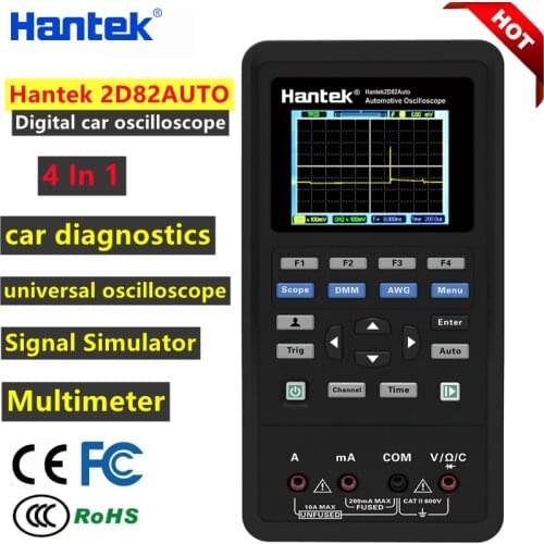 Hantek 2D82Auto Digital Car Handheld Oscilloscope 4 In 1 + Multimeter 80MHz Signal Source Машина Diagnostic 250MSa/S Portable