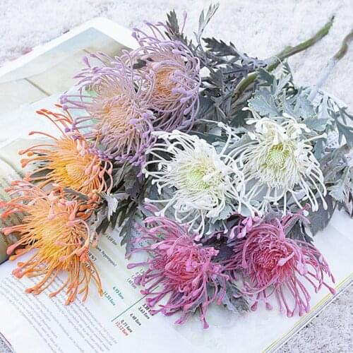 Short Branch 2 Hair Planting Pincushion Simulation Flower Wedding Party Garden Home Table Office Decoration Artificia Flowers