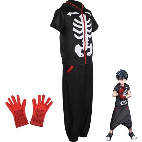 Anime Kemono Jihen Kabane Cosplay Costume Full Set Top+Pants+Wig Role-playing Stage Performance For Unisex