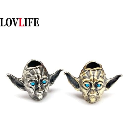 Brass Blue Eyes Master Knife Pendants Jewelry EDC Outdoor Tool Hangings Handmade DIY Paracord Beads Copper Keychains Accessories