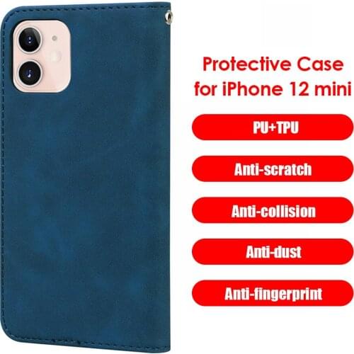 Matte Soft Tpu Back Cover Cases Flip PU Leather Case for iPhone 12 Mini Wallet Cover with Credit Card Holder