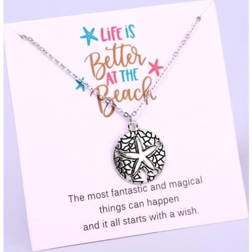 Starfish Beach Ocean Pendants Necklaces Conch Shell Waves Sea Turtle Fish Shark Women Men Unisex Fashion Trendy Jewelry