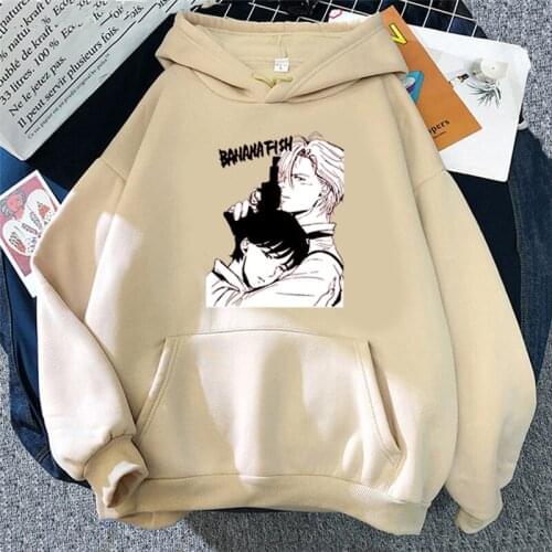 Anime Banana Fish Print Men Hoodies Funny Cartoon Graphic Boys Love Pullovers Harajuku Loose Long Sleeve Sweatshirt Male