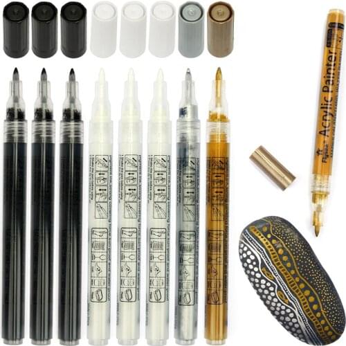 3 Colors Set 0.7MM Acrylic Paint Marker Pen Art Markers Supplies On Rock Glass Canvas Metal Ceramic Mug Wood Plastic 8pcs