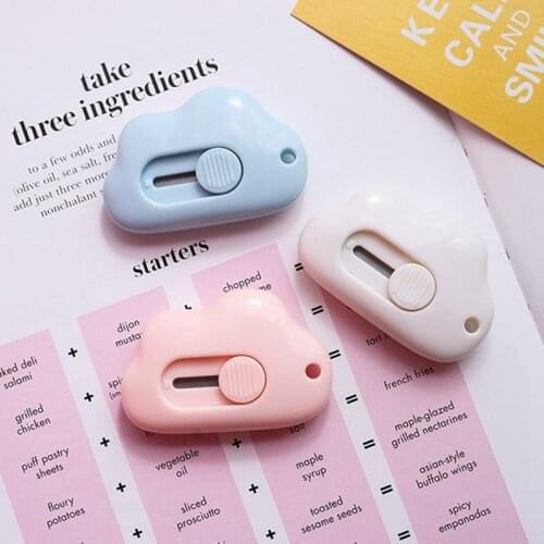 Cute Cloud Color Mini Portable Utility Knife Paper Cutter Cutting Paper Razor Blade Office Stationery Cutting Supplies