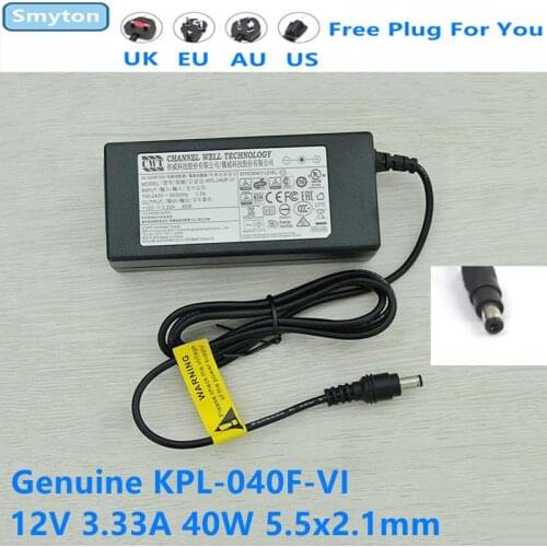 Genuine CWT KPL-040F-VI 12V 3.33A 40W 5.5x2.1mm AC Adapter For HIKVISION Video Recorder ISO KPA-040F Laptop Power Supply Charger