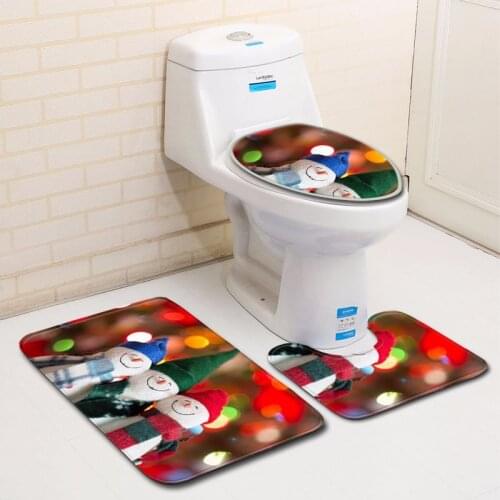 Christmas theme Toilet Seat Mat Bathroom Decor Toilet Three-piece set Anti Slip Toilet Lid Cover mat Bath Mats Sets bathroom rug