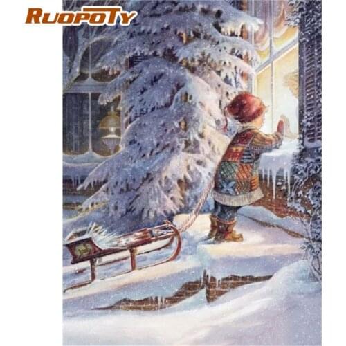 RUOPOTY Frame Diy Paint By Numbers Kits Acrylic Wall Art Home Decors Snow Girls Modern Coloring By Numbers For Diy Gift 60x75cm