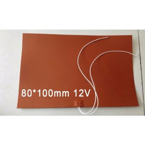 80x100 12v Silicon rubber heating plate heater band Silica gel pad sheet 3D Printing printer silicone warming electric hot plate