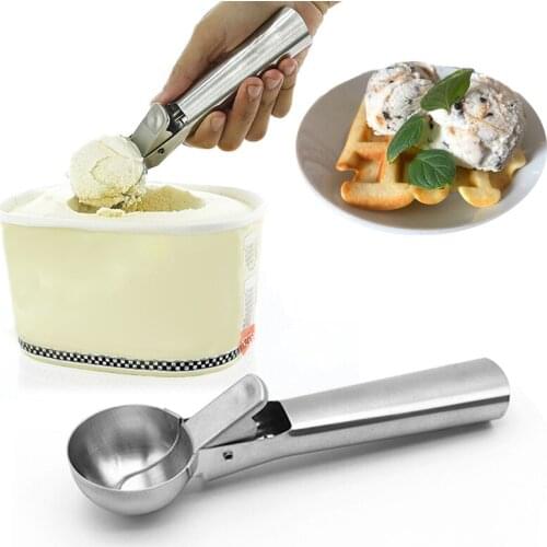 Stainless Steel Ice Cream Scoop Ice Ball Maker Metal Icecream Cookie Scoop Melon Fruit Baller Ice Ball Maker Kitchen Tools