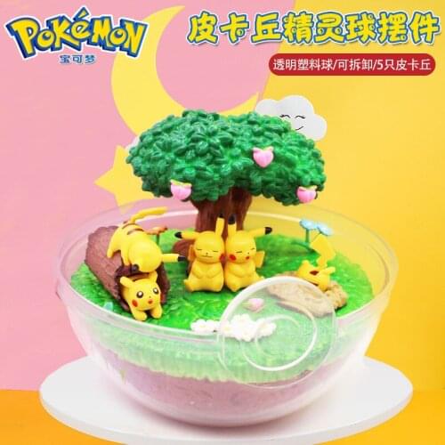 TOMY Pokemon Action Figure Pikachu Pokemon Scene Set Micro-view Model Crystal Ball Ornament Model Toy