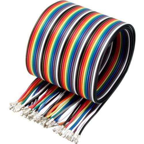Uxcell 15cm 50cm Long 40P XH2.54 40pin Ribbon Wire Jumper Wire Color Rainbow Ribbon Flat Cable Breadboard DIY for Construction