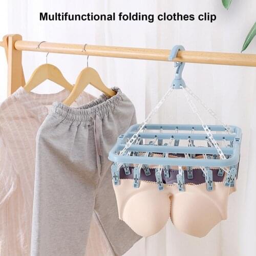 8/32Clamps Clothes Hangers Strong Load-bearing Windproof Strong Toughness Multi-use Clothes Hanger Sock Rack Household Supplies