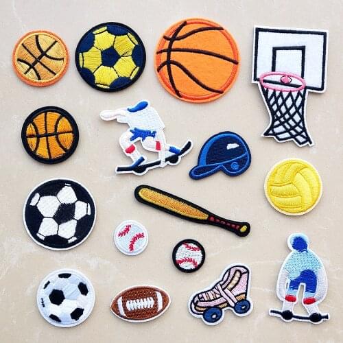 Ball Pattern Embroidery Patches For Clothes Iron on Appliques Basketball Football Stickers Embroidered Badges DIY Patch Baseball