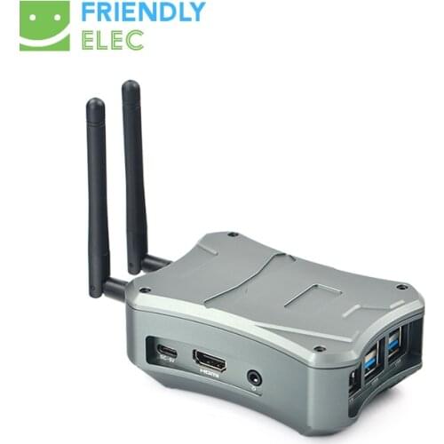 NanoPi M4V2 Full Metal Case, with NVMe SSD Expansion Board, with Heat Sink, Dual Antenna Holes