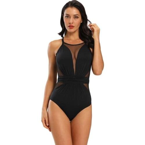 Womens One Piece Swimsuits Tummy Control Swimwear Mesh Monokini Bathing Suits for Women Bikini