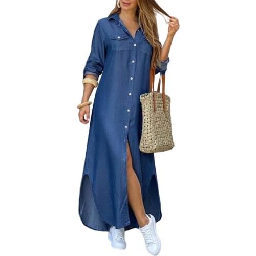 2020 New Women Letter Printed Loose Full-length Dress Ladies Casual Style Solid Color Fashion Long Sleeve Dress Daily Wear