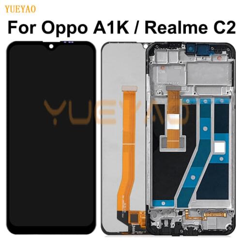 6.1" LCD With Frame For OPPO Realme C2 RMX1941 RMX1945 A1k CPH1923 LCD Full Display Screen Touch Sensor Digitizer Assembly AAAAA