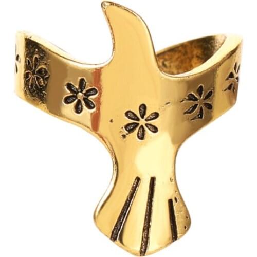 Golden White Bird Hollow Flower Copper Single Ear Cuff Clip Earrings For Women Men No Piercing Fake Cartilage Earring