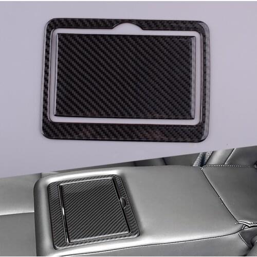 2Pcs Carbon Fiber Car Rear Seat Water Cup Holder Panel Cover Cap Bezel fit for Infiniti Q50 2014 2015 2016 2017 2018 2019