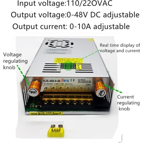 480W 0-48V 0-10A Current and Voltage Adjustable Power Supply Current limiting SMPS with Digital Display
