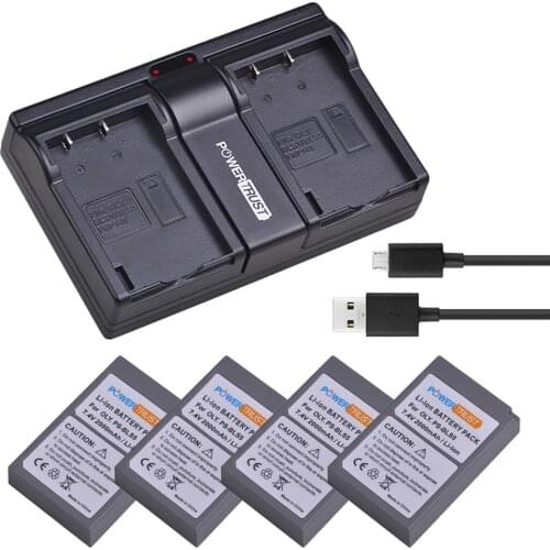 4x 2000mAh PS-BLS5 BLS-5 BLS5 BLS50 Battery + Dual Fast Charger for Olympus PEN E-PL2,E-PL5,E-PL6,E-PL7,E-PM2,E-M10,E-M10 II