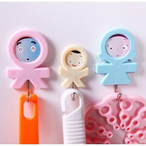 6PCS Strong Adhesive Cartoon Hook Wall Door Sticky Hanger Holder Organizer Kitchen Suction Cup Suckers Bathroom Decorative hooks