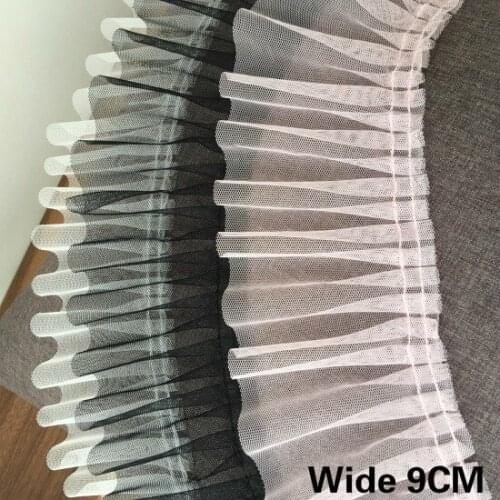 9CM Wide Tulle 3D Pleated Mesh Lace Ribbon Ruffle Edge Trim For Skirts Curtains Tablecloth Hem Splice Home DIY Sewing Supplies