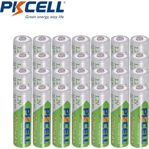 28Pcs PKCELL 1.2v NIMH AA battery 2200mah Low Self-discharge NI-MH Rechargeable battery for flashlight toys