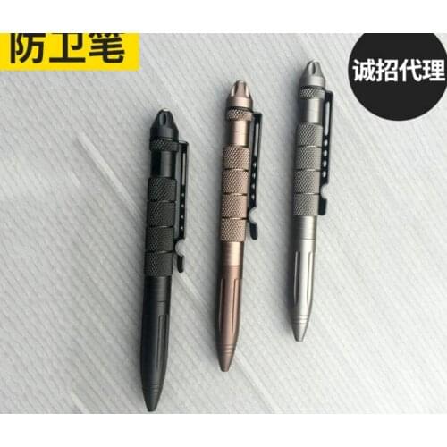 WholeSale 100pcs/lot Aluminum 6" Tactical Pen Glass Breaker Self Defense Survival Pens Outdoor Camp EDC Tool Emergency Gift box
