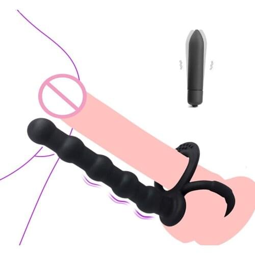 10 Frequency Double Penetration Anal Plug Dildo Butt Plug Vibrator For Men Prostate Massage Strap On Penis Vagina Plug Sex Toys