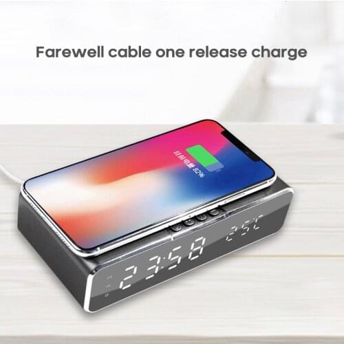 Wireless mobile phone Bluetooth-compatible headset dual-use charger LED smart silent alarm clock for iOS for Android for Windows