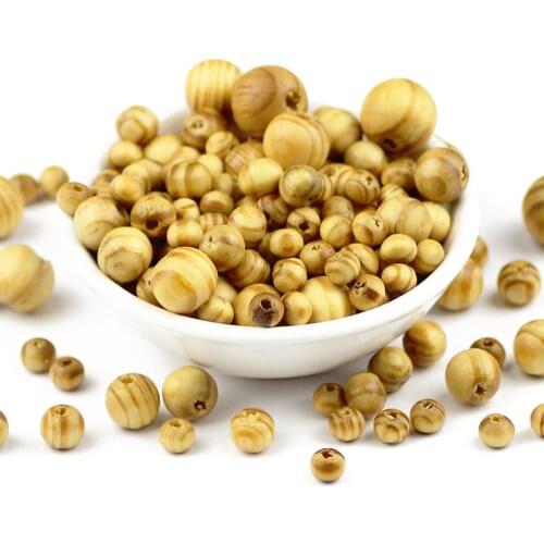 HGKLBB Natural Pine Wooden Beads 8/10/12/14MM Round Spacer Loose Beads Jewelry for Making Wood Necklace Bracelet DIY accessories