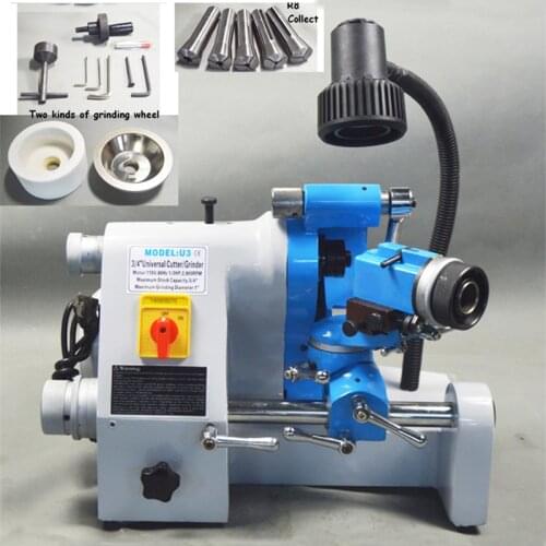 CE 220V U3 R8 Collets Universal Cutter Grinder Drill Sharpener Sharpening Machine for End Mill Electric Grinder Grinding Tool