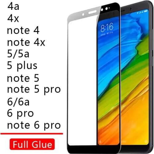 Case On Ksiomi Redmi Note 6 Pro 6a 5 Plus 5a 4x 4 4a 7 A X Cover Full Glue Tempered Glass For Xiaomi Redme Remi 6pro 5plus Note5