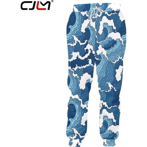 CJLM New Blue Wave 3D Print Harajuku Pants Casual Sports Pants Long Pants Fashion Oversized Streetwear Dropshop Purchasing 5XL