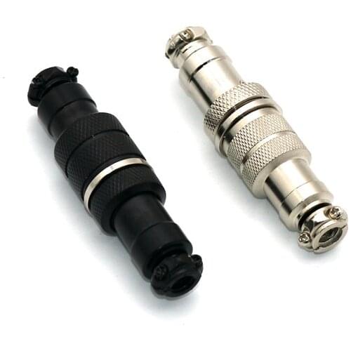 Angitu Colorful Electroplated GX16 5PIin Aviator Butting Docking 5 core Male&Female -Black Silver