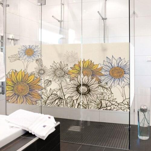 Bathroom glass sticker window glass film sunflower transparent opaque matte film to block privacy and privacy