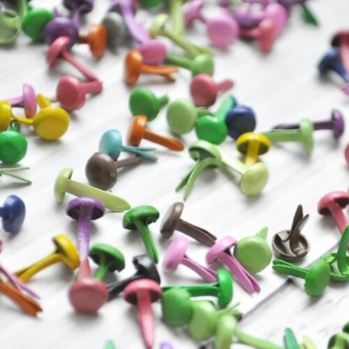Happymems Christmas 500pcs DIY 4mm Round Brads Paper Pins Metal Sewing Art Colorful Embellishments Scrapbooking Fastener Vintage