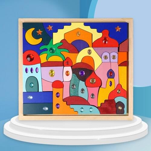 Jigsaw Puzzle Building Blocks Children Stacking Oriental Brick Castle Preschool Learning Educational Toy for Age 3+ Boys & Girls