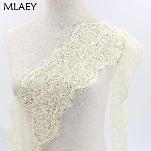 MLAEY 1.5meters yellow Lace Trim sewing accessories Eyelash Lace Ribbon For Dress wedding Party decoration 16cm wide