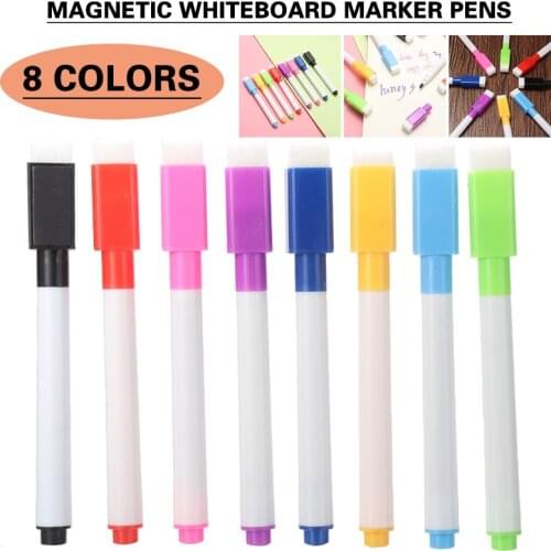 8 Colors Erasable Magnetic Whiteboard Pen Drawing and Recording White Board Marker Chalk Glass Ceramics Office School Supplies