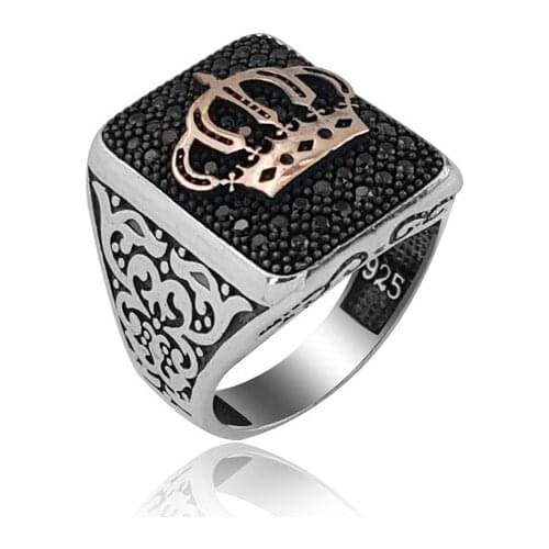 925 Silver Cronw Printed Casual Men Rings