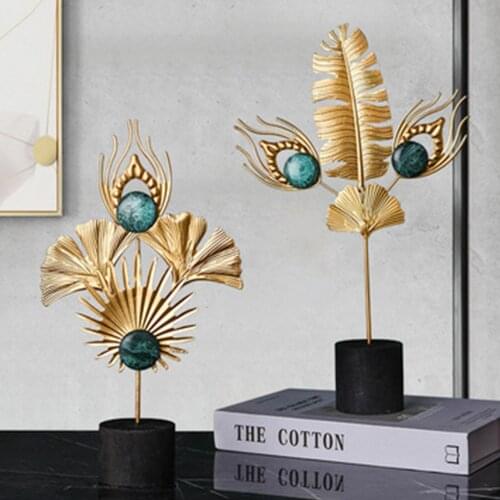 Nordic Creative Feather Iron Art Ornaments Decorations Table Fairy Garden Miniature Figurines Fashion Home Decoration