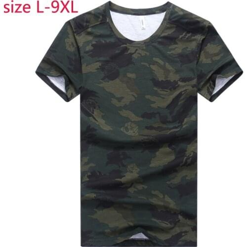 New arrival fashion super large 95%Pure Cotton Men Thin Camouflage Short sleeve O-neck Casual T Shirt plus size L-7XL8XL9XL