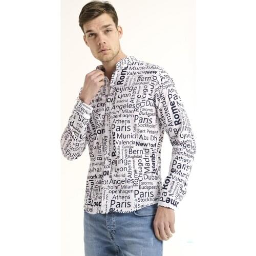 Kendrick Writing Detail Printed Slim Fit Men Shirt