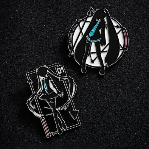 Official Vocaloid Anime Hat Sune Miku Luminous Metal Enamel Brooch Pin Cartoon Badge For Clothing Suit Student Birthday Gifts