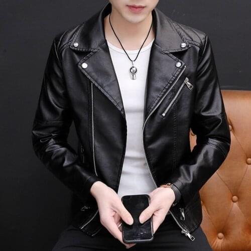 Idopy Autumn Winter Mens Faux Leather Jackets Coats Motorcycle Biker Men PU Leather Zipper Outerwear
