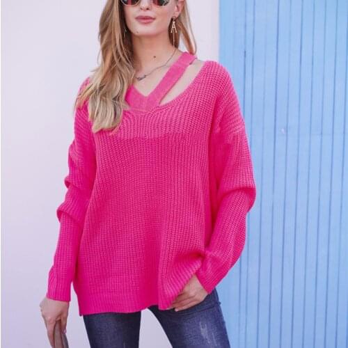 Autumn Winter Elegant Solid Oversized Pullovers Women Fashion Sexy V-Neck Loose Long Sweaters Streetwear Warm Outerwear 2021