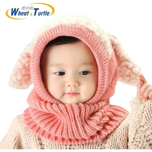 Mother Kids Baby Clothing Accessories Hats Caps Unisex Winter Knitted Infant Toddler Beanies Hooded Scarf Earflap Newborn Hats